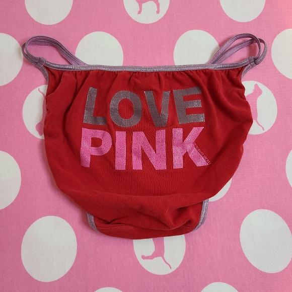 Rare VTG VS PINK Graphic Cotton Double String Bikini Panty Size M